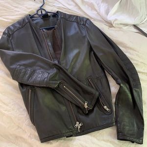 Armani Exchange brown lamb leather jacket